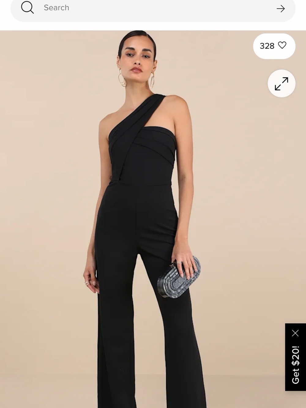 Lulu's One-Shoulder Black Wide-Leg Jumpsuit